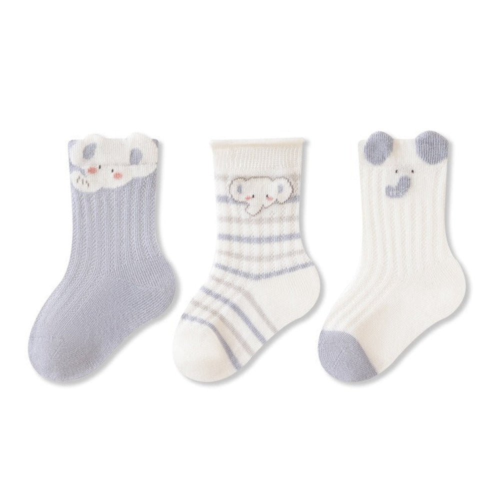 MyKids-USA® Baby Unisex Breathable Simple Cartoon Pattern Cute Socks 3-Pair Set
