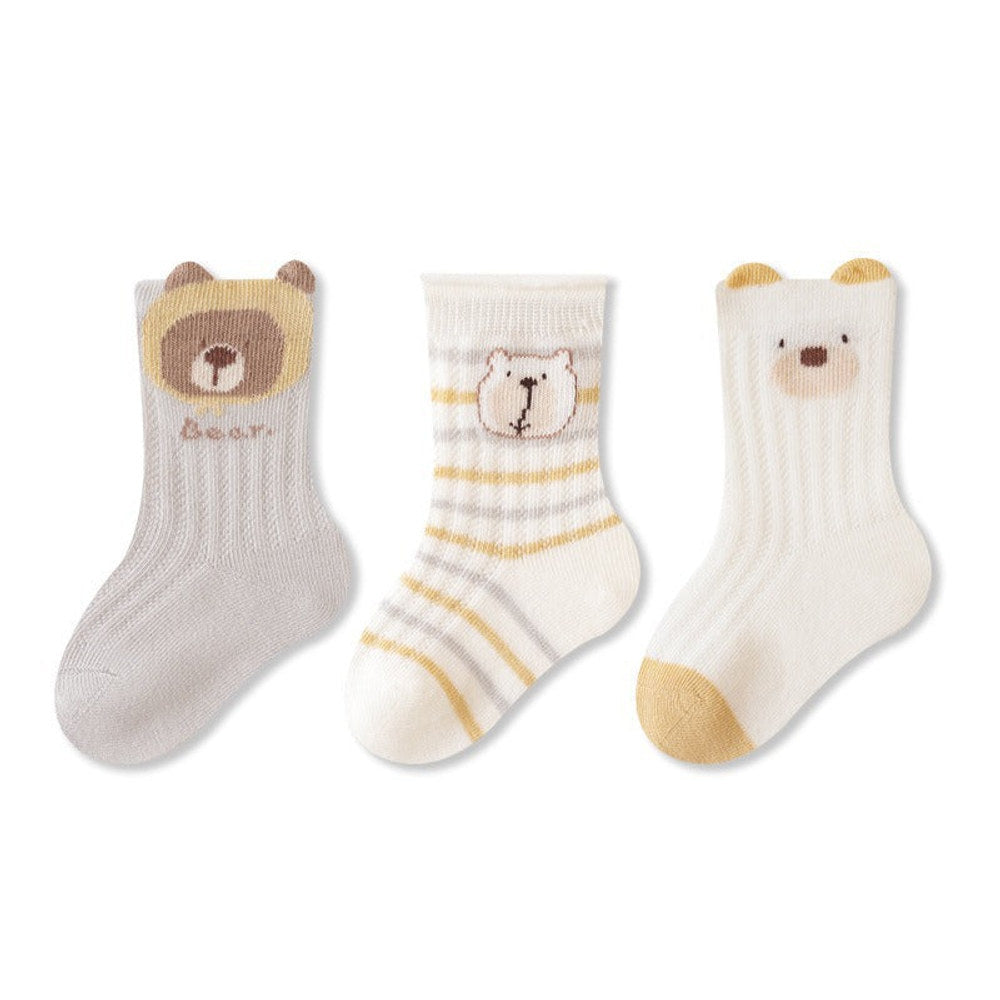 MyKids-USA® Baby Unisex Breathable Simple Cartoon Pattern Cute Socks 3-Pair Set