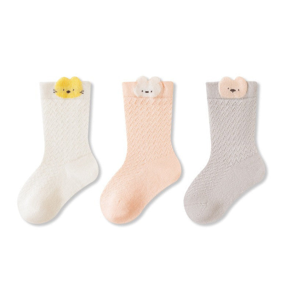 MyKids-USA® Baby Unisex Breathable Simple Cartoon Pattern Cute Socks 3-Pair Set