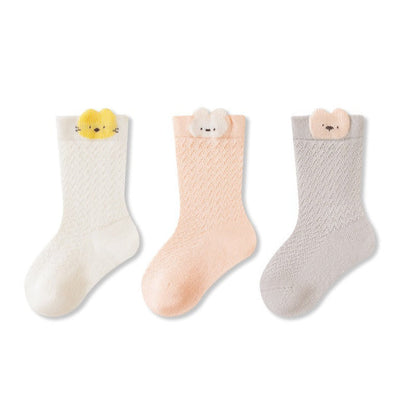 MyKids-USA® Baby Unisex Breathable Simple Cartoon Pattern Cute Socks 3-Pair Set