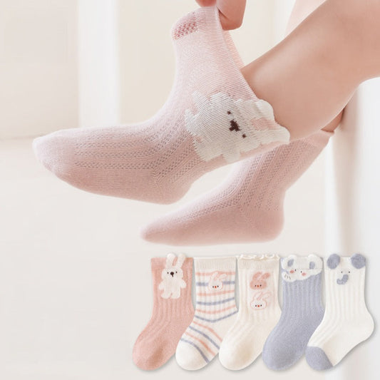 MyKids-USA® Baby Unisex Breathable Simple Cartoon Pattern Cute Socks 3-Pair Set