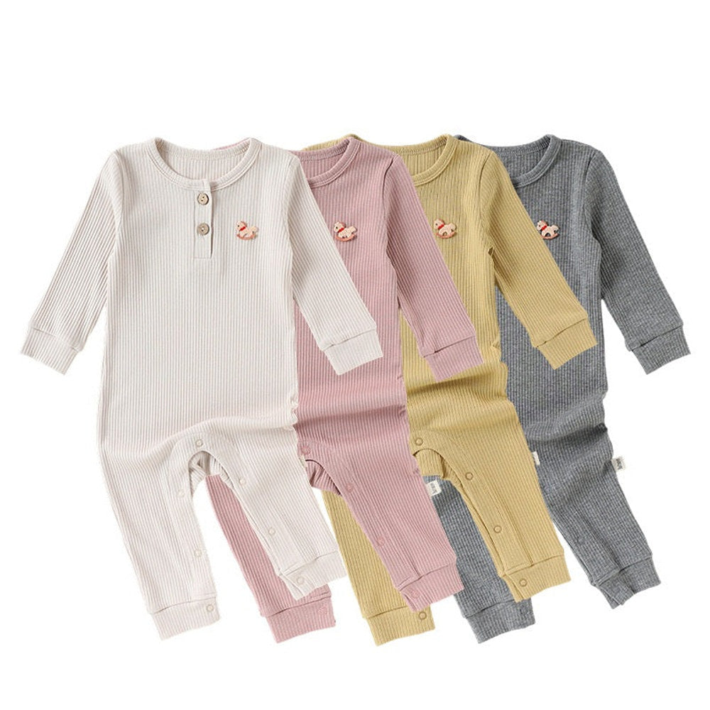 MyKids-USA® Baby Unisex Long Sleeves Cartoon Horse Pattern Rompers