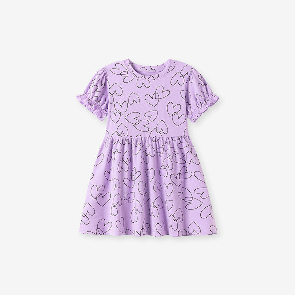 MyKids-USA® Hearts Pattern Short Sleeves Dress for Stylish Girls