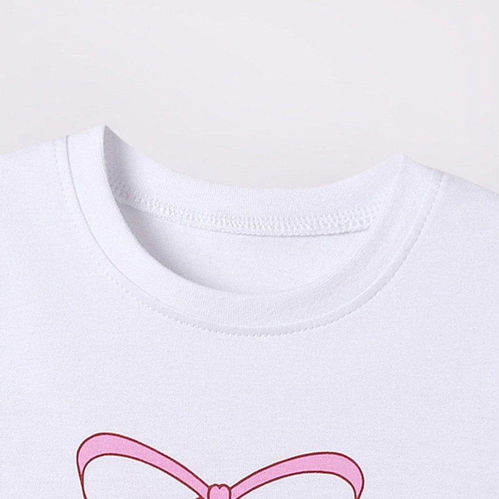 MyKids-USA® Butterfly-bow Pattern Short Sleeves Color Patchwork Dress for Stylish Girls