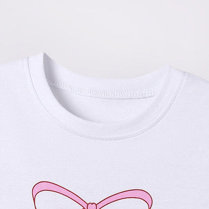 MyKids-USA® Butterfly-bow Pattern Short Sleeves Color Patchwork Dress for Stylish Girls
