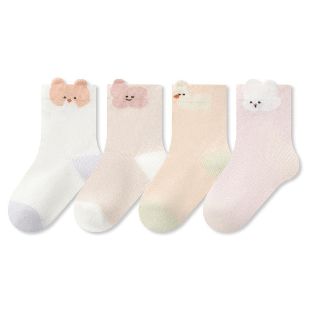 MyKids-USA® Baby Unisex Breathable Animals Cartoon Pattern Color Patchwork Socks 4-Pair Set