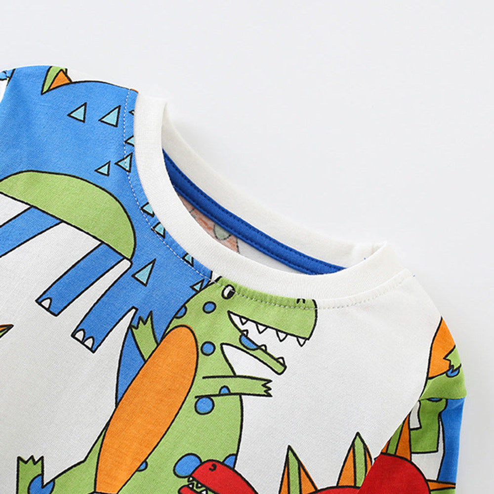 MyKids-USA® Spring and Autumn Boys Cartoon Dinosaur Pattern Long Sleeves Top and Pants Clothing Set