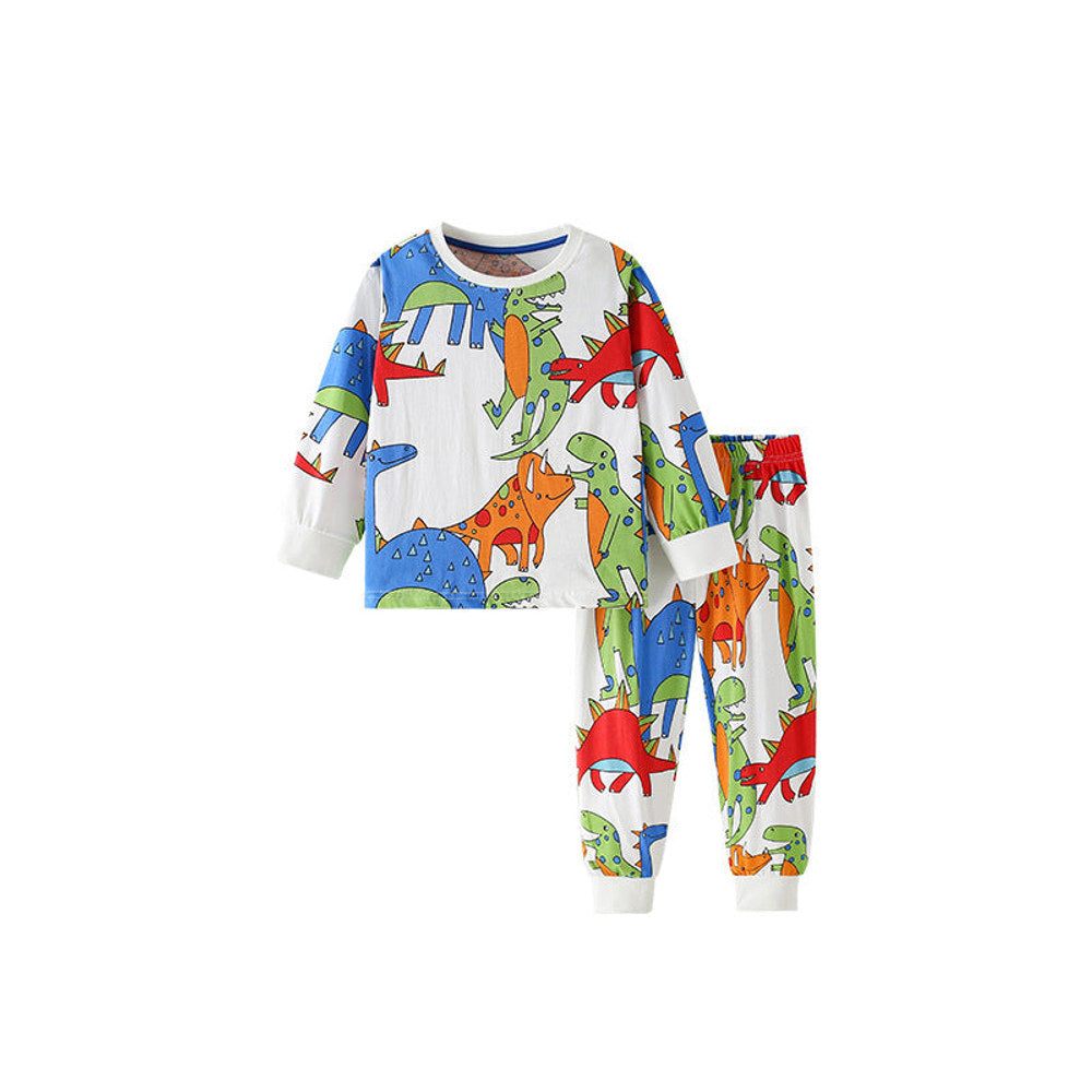MyKids-USA® Spring and Autumn Boys Cartoon Dinosaur Pattern Long Sleeves Top and Pants Clothing Set
