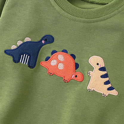 MyKids-USA® Spring and Autumn Boys Cartoon Pattern Long Sleeves Pullover and Plain Pants Clothing Set