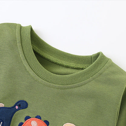 MyKids-USA® Spring and Autumn Boys Cartoon Pattern Long Sleeves Pullover and Plain Pants Clothing Set
