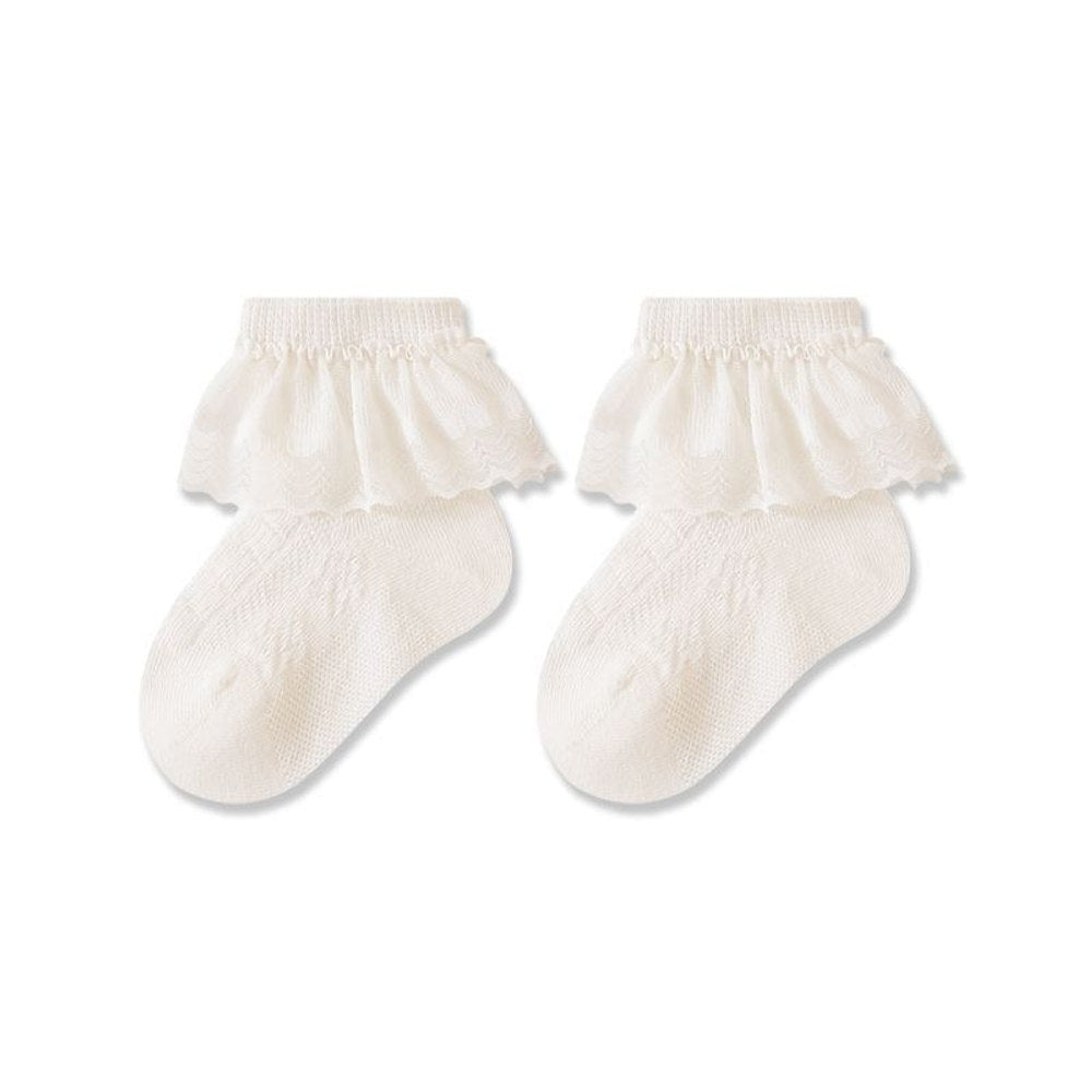 MyKids-USA® Baby Girls Breathable Lace Trim Socks