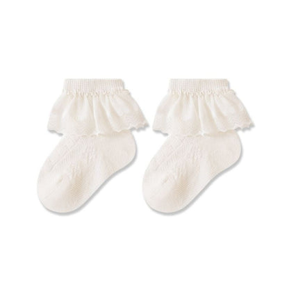MyKids-USA® Baby Girls Breathable Lace Trim Socks