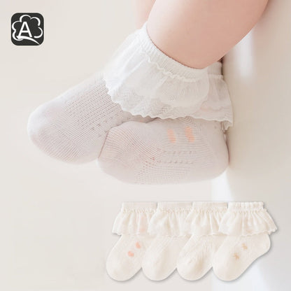 MyKids-USA® Baby Girls Breathable Lace Trim Socks