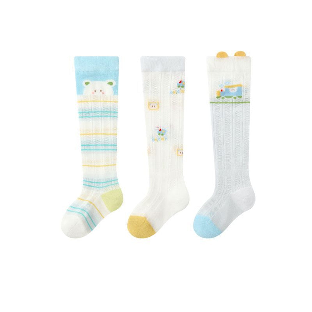 MyKids-USA® Baby Unisex Breathable Cute Cartoon Pattern Stockings 3-Pair Set