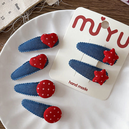 MyKids-USA® Collection of 2 Versatile Cute Cloth Design Hair Clips