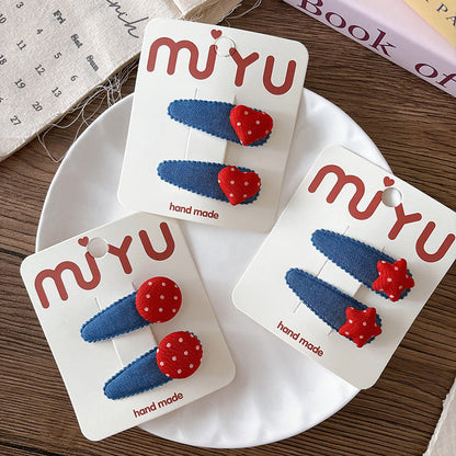 MyKids-USA® Collection of 2 Versatile Cute Cloth Design Hair Clips