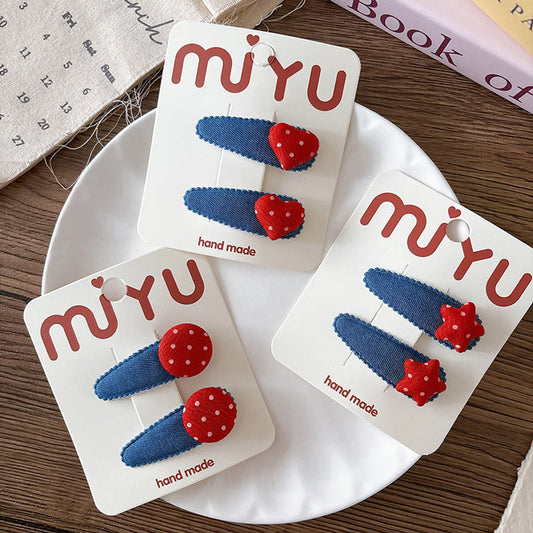 MyKids-USA® Collection of 2 Versatile Cute Cloth Design Hair Clips