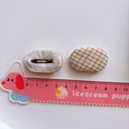 MyKids-USA® Collection of 2 Versatile Cute Cloth Design and Plaid Pattern Hair Clips