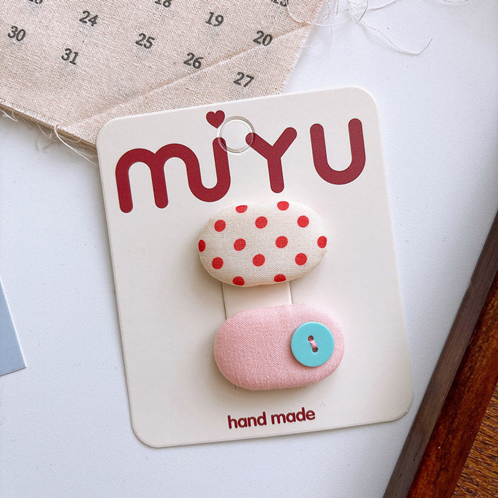 MyKids-USA® Collection of 2 Versatile Cute Cloth Design and Plaid Pattern Hair Clips