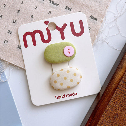 MyKids-USA® Collection of 2 Versatile Cute Cloth Design and Plaid Pattern Hair Clips