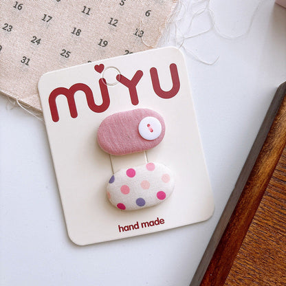 MyKids-USA® Collection of 2 Versatile Cute Cloth Design and Plaid Pattern Hair Clips