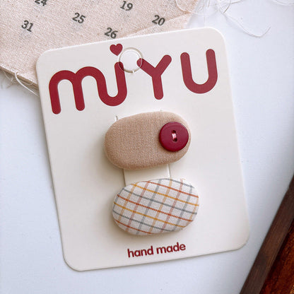 MyKids-USA® Collection of 2 Versatile Cute Cloth Design and Plaid Pattern Hair Clips