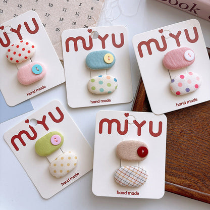 MyKids-USA® Collection of 2 Versatile Cute Cloth Design and Plaid Pattern Hair Clips