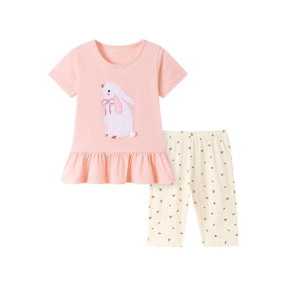 MyKids-USA® Summer Hot Selling Baby Kids Girls Short Sleeves Cartoon Pattern T-shirt and Pants Clothing Set