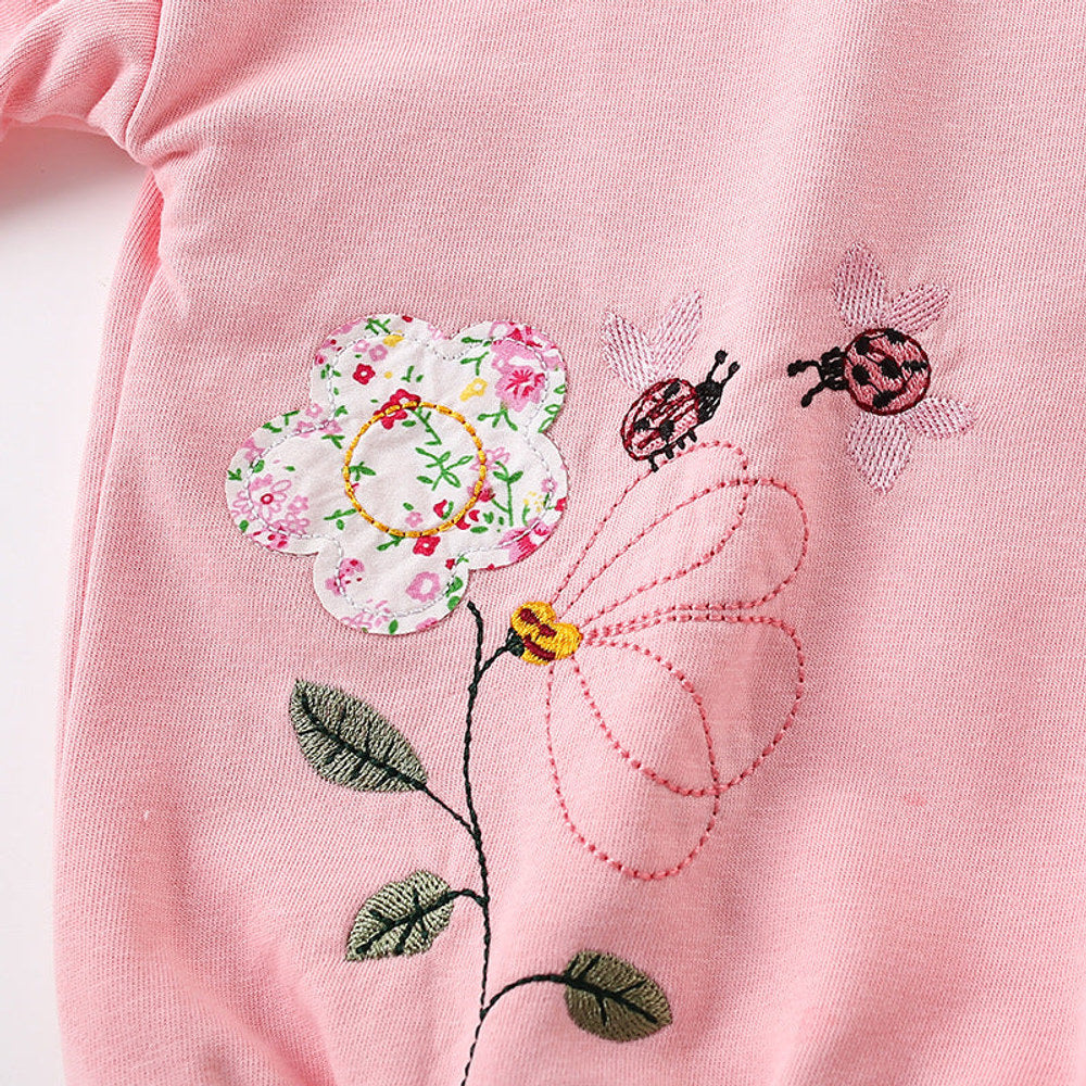 MyKids-USA® Girls Flowers and Cartoon Pattern Long Sleeves Top and Pants Clothing Set