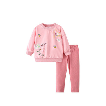 MyKids-USA® Girls Flowers and Cartoon Pattern Long Sleeves Top and Pants Clothing Set