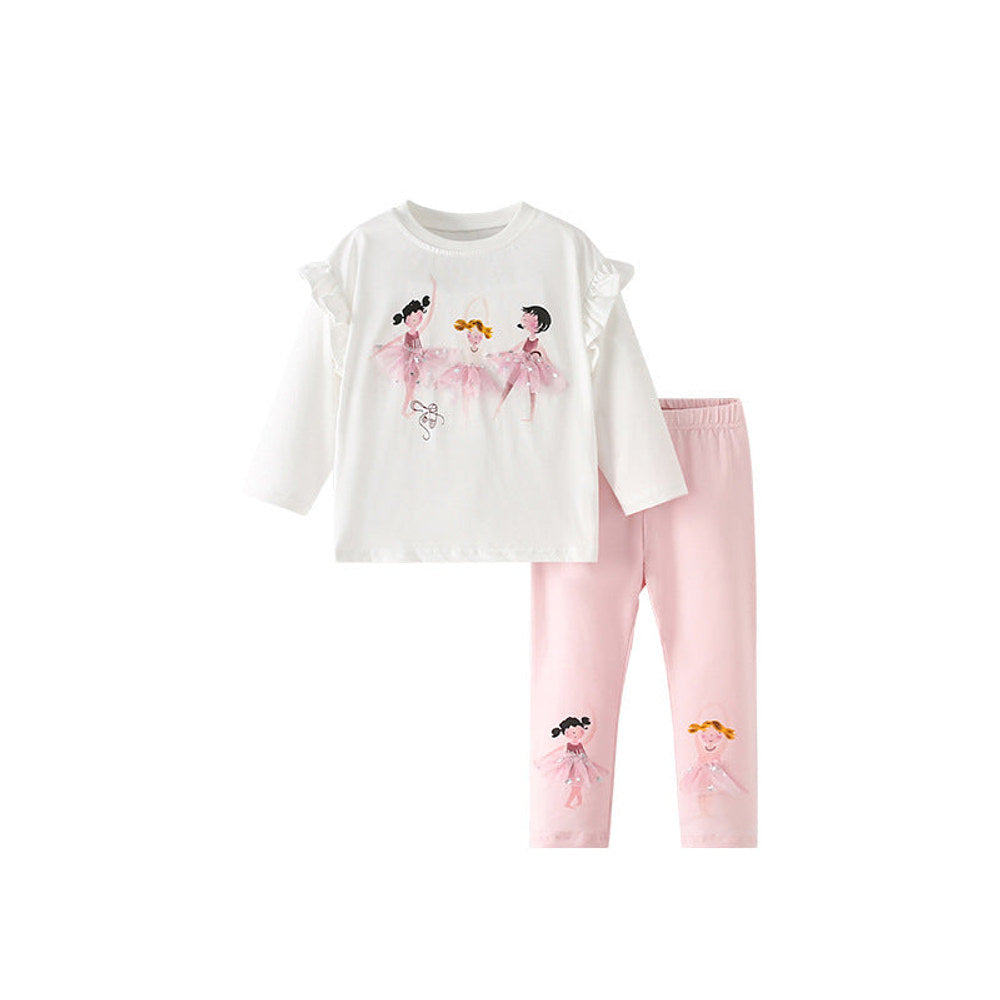 MyKids-USA® Spring and Autumn Girls Cartoon Pattern Long Sleeves Top and Pants Clothing Set