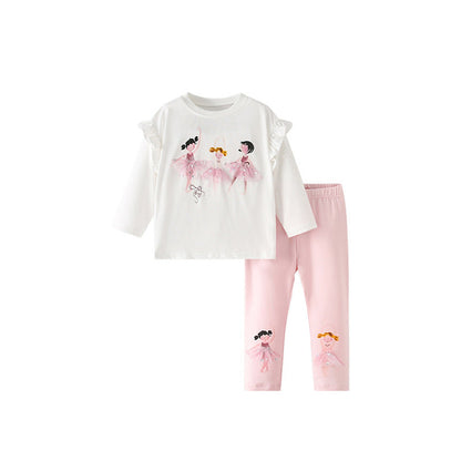 MyKids-USA® Spring and Autumn Girls Cartoon Pattern Long Sleeves Top and Pants Clothing Set