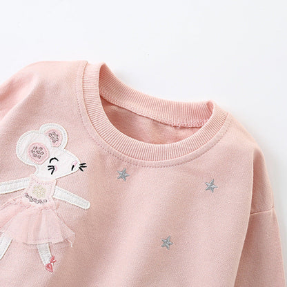 MyKids-USA® Girls Animals Cartoon and Star Pattern Long Sleeves Top and Pants Clothing Set