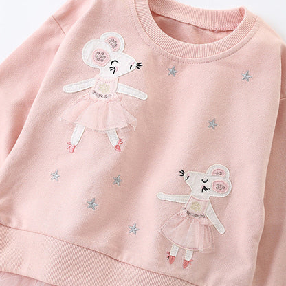 MyKids-USA® Girls Animals Cartoon and Star Pattern Long Sleeves Top and Pants Clothing Set