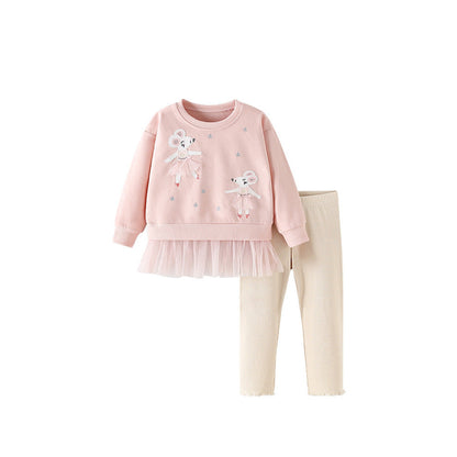 MyKids-USA® Girls Animals Cartoon and Star Pattern Long Sleeves Top and Pants Clothing Set