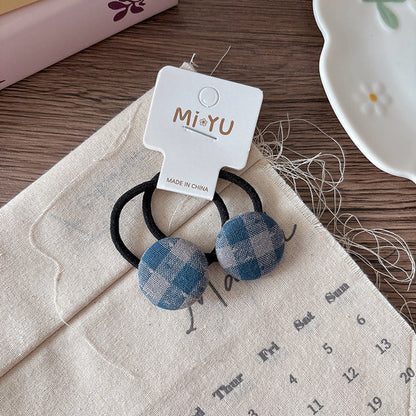 MyKids-USA® Collection of 2 Versatile Cute Cloth Design and Plaid Pattern Hair Ties