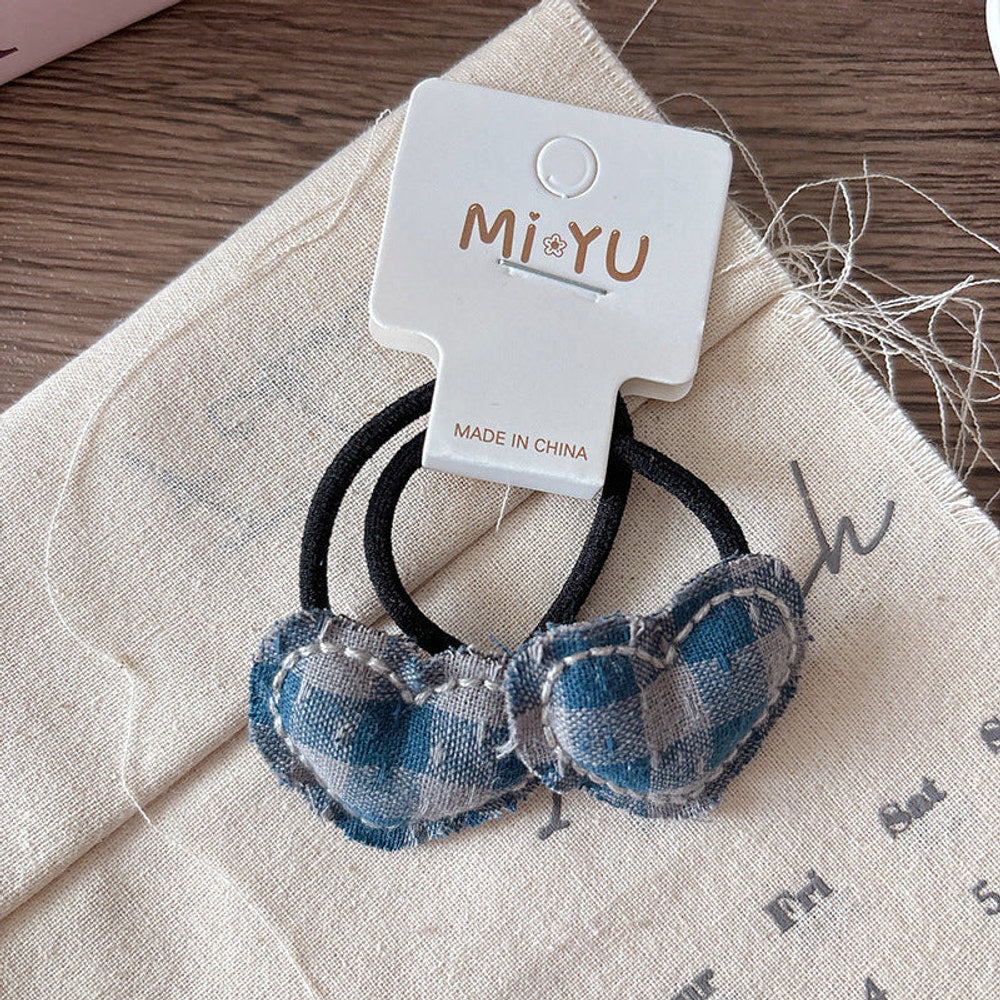 MyKids-USA® Collection of 2 Versatile Cute Cloth Design and Plaid Pattern Hair Ties