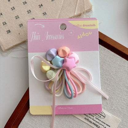 MyKids-USA® Collection of 7 Versatile Cute Geometric Shape Decorated Hair Ties