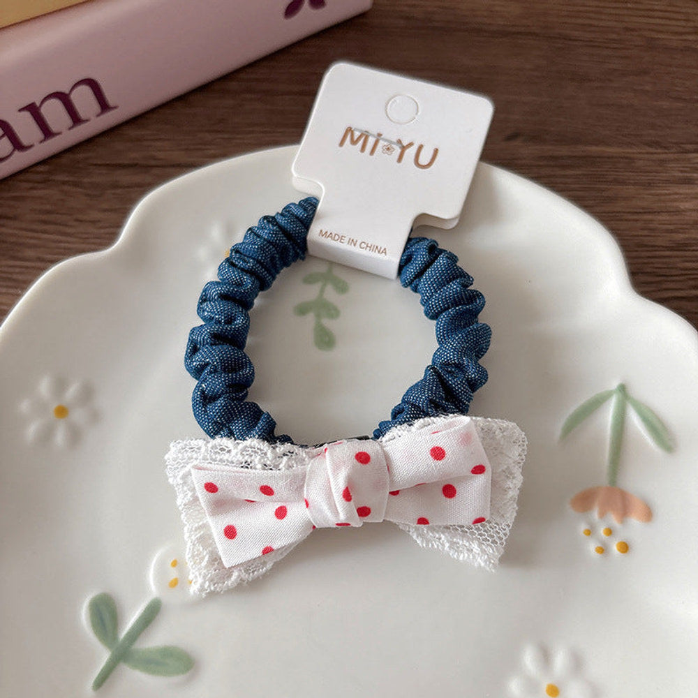 MyKids-USA® Collection of 2 Versatile Butterfly-bow Decorated Hair Clips and Hair Ties