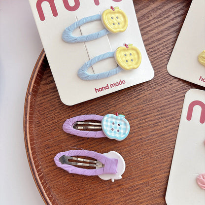 MyKids-USA® Collection of 2 Versatile Cute Cloth Design Fruits Decorated Hair Clips