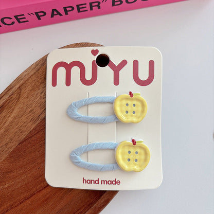 MyKids-USA® Collection of 2 Versatile Cute Cloth Design Fruits Decorated Hair Clips