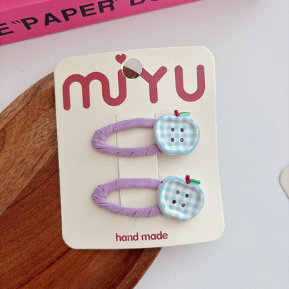 MyKids-USA® Collection of 2 Versatile Cute Cloth Design Fruits Decorated Hair Clips