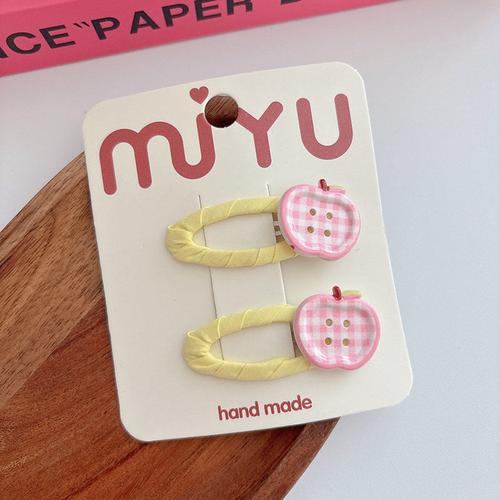 MyKids-USA® Collection of 2 Versatile Cute Cloth Design Fruits Decorated Hair Clips