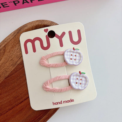 MyKids-USA® Collection of 2 Versatile Cute Cloth Design Fruits Decorated Hair Clips