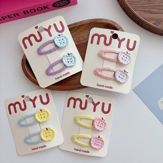 MyKids-USA® Collection of 2 Versatile Cute Cloth Design Fruits Decorated Hair Clips