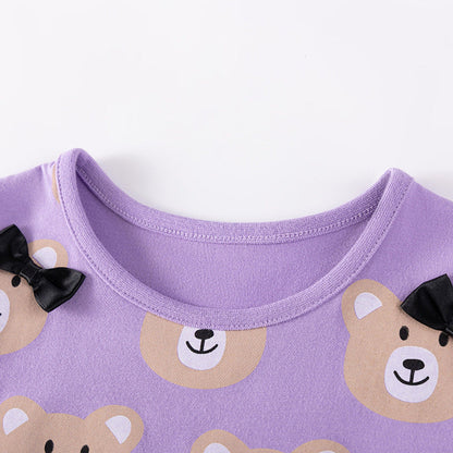 MyKids-USA® Summer Hot Selling Baby Kids Girls Short Sleeves Cartoon Pattern T-shirt and Plain Pants Clothing Set