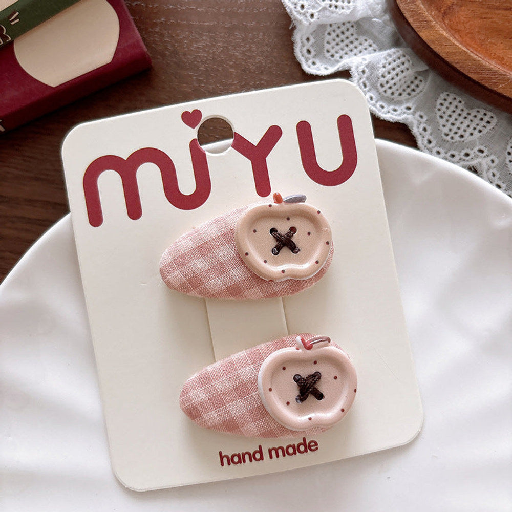 MyKids-USA® Collection of 2 Versatile Cute Shape Decorated Hair Clips and Hair Ties