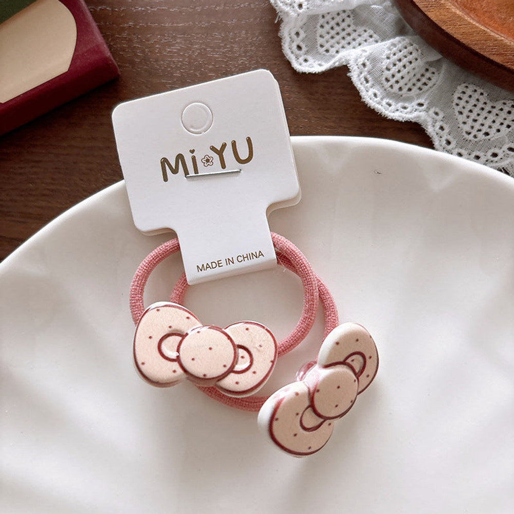 MyKids-USA® Collection of 2 Versatile Cute Shape Decorated Hair Clips and Hair Ties