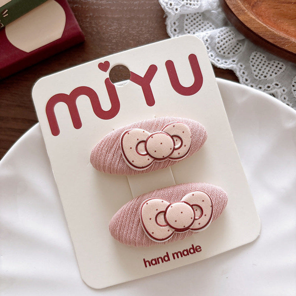 MyKids-USA® Collection of 2 Versatile Cute Shape Decorated Hair Clips and Hair Ties