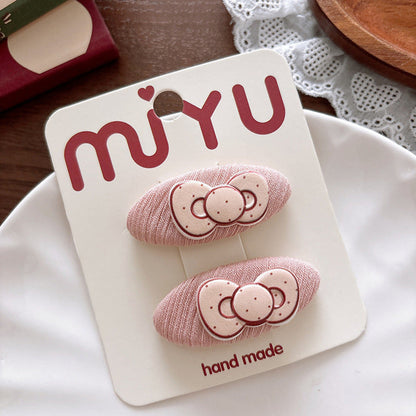 MyKids-USA® Collection of 2 Versatile Cute Shape Decorated Hair Clips and Hair Ties